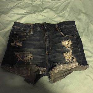 Dark denim distressed shorts
